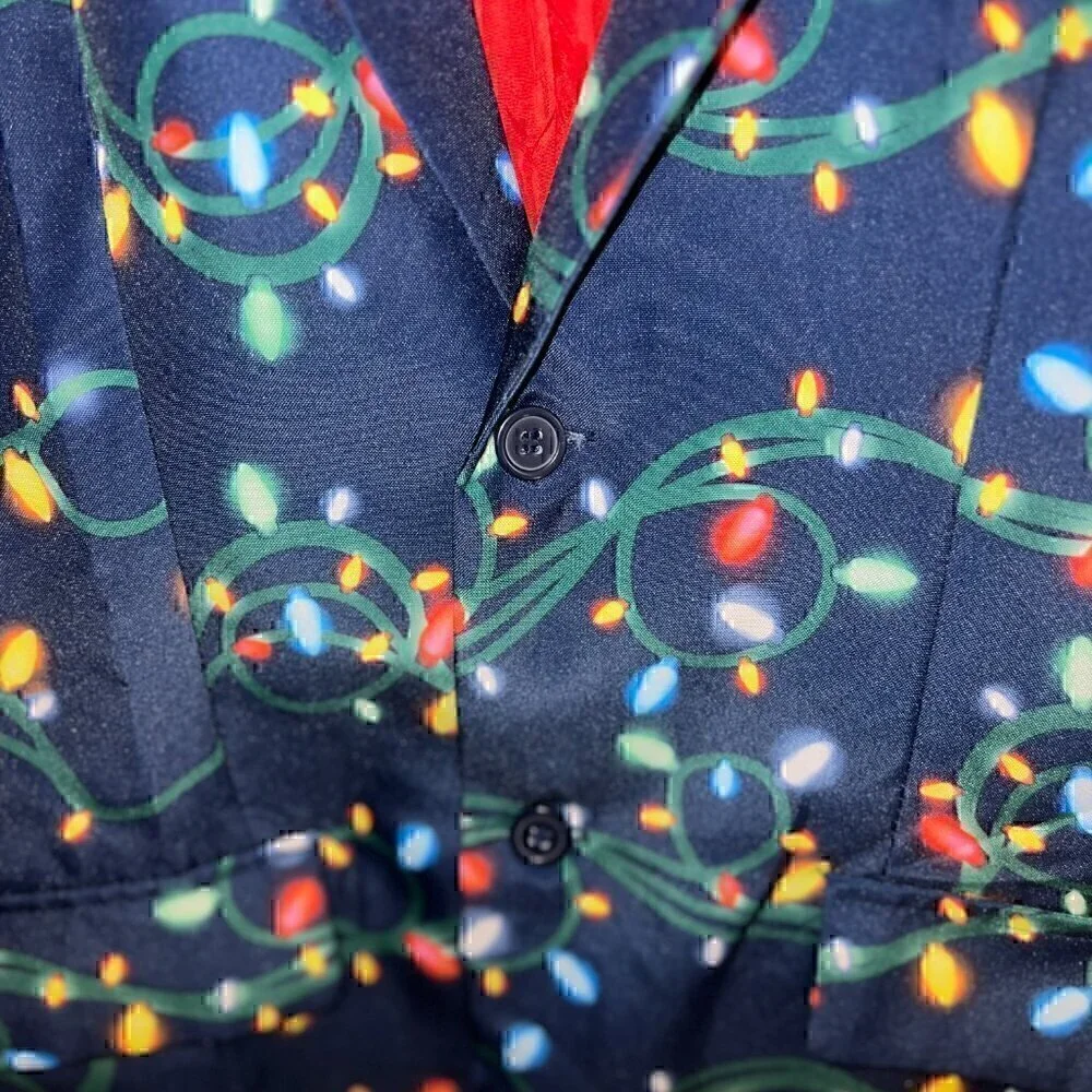 Men's Christmas Holiday Light Party Blazer - 2 Button - size Large - Navy Tacky